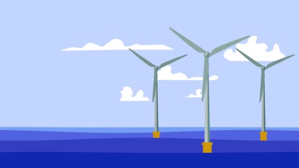 Стокове Відео Графічного Відео Обертових Вітрових Турбін Відновлюваної Чистої Енергії — стокове відео