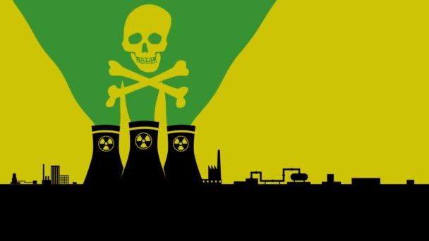 Průmyslové Jaderné Elektrárny Věže Uvolňující Toxický Kouř Vzduchu Prostředí Ilustrace — Stock video