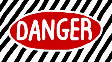 Bu, kıvrımlı bir elin hareket grafik animasyonu tehlike işareti döngü üzerinde köşegen çizgi deseni