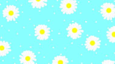 Bu, kıvrımlı bir elin hareketli grafik animasyonu. Kıvrımlı bir el çizilmiş papatya çiçeği, düğümlü mavi arkaplan.