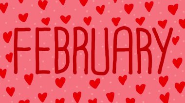 Bu, kıvrımlı bir elin hareketli grafik animasyonu FEBRUARY takvim ay döngü üzerine dekorasyonuName