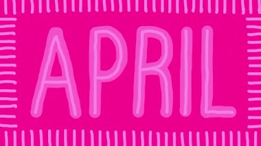 Bu, kıvrımlı bir elin hareketli grafik animasyonu, döngü üzerine APRIL takvim ayı dekorasyonu