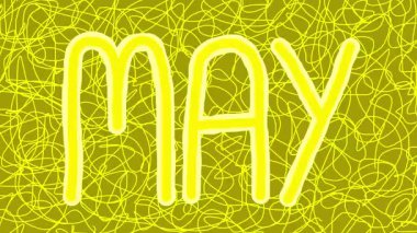 Kıvrımlı bir elin hareketli grafiksel animasyonudur. Döngü üzerine Mayıs takvimi ay dekorasyonu