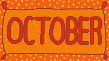 Bu, Ekim takviminin döngü üzerine çizilmiş kıvrımlı bir elin hareketli grafik animasyonu