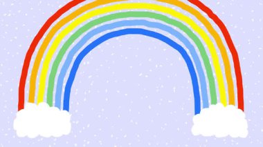 Kıvrımlı bir el gökkuşağı ve bulutların döngü üzerine çizilmiş hareketli grafik animasyonudur.
