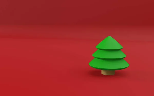 Árbol Navidad Sobre Fondo Rojo Sin Decoración — Foto de Stock