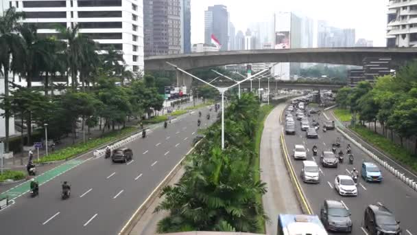 Jakarta Indonesien Oktober 2022 Zeitraffer Des Regen Verkehrs Auf Der — Stockvideo