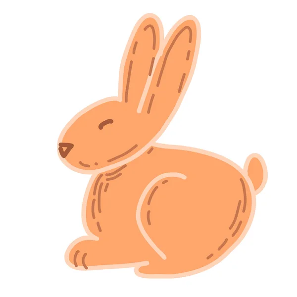 Vector Orange Easter Bunny Illustration Decor Icon — Stock Vector