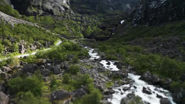 Trollstigen Bergweg Hoge Kwaliteit Beeldmateriaal — Stockvideo