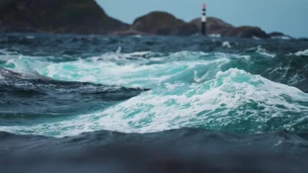 Lighthouse Stormy Sea High Quality Footage — Stock Video