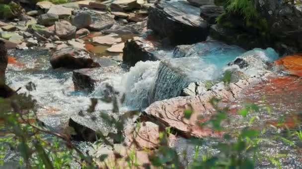 Dolní Část Kaskádového Vodopádu Tvindefossen Voss Norsku Vysoce Kvalitní Záznam — Stock video