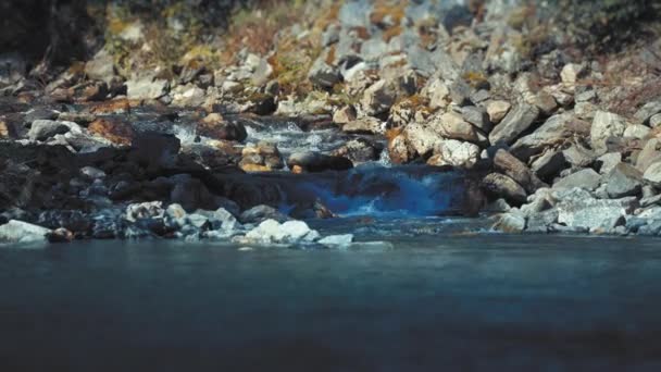 Small Stream Cascading Rocky Shore Falls Naeroy Fjord Slow Motion — Stock video