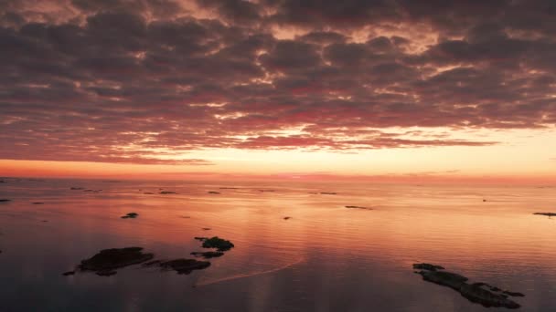 Darkening Sunset Skies Heavy Clouds Archipelago Atlantic Slow Motion Pan — Video