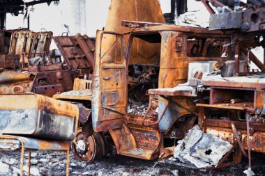 Balakliya, Kharkiv Oblast, Ukraine. February, 4, 2023. Destroyed vehicles of Russian Army.