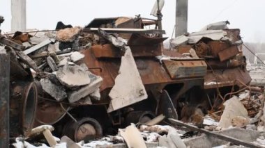 Balakliya, Kharkiv Oblast, Ukraine. February, 4, 2023. Destroyed vehicles of Russian Army.