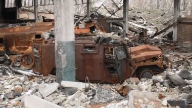 Balakliya, Kharkiv Oblast, Ukraine. February, 4, 2023. Destroyed vehicles of Russian Army.