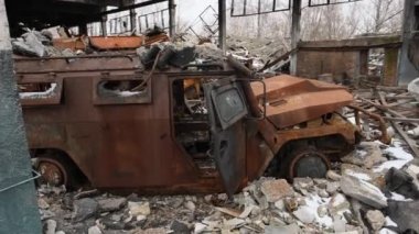 Balakliya, Kharkiv Oblast, Ukraine. February, 4, 2023. Destroyed vehicles of Russian Army.