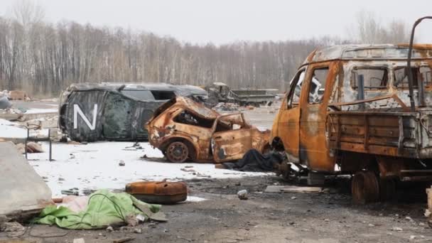 Balakliya Harkiv Oblastı Ukrayna Şubat 2023 Rus Ordusunun Tahrip Edilmiş — Stok video