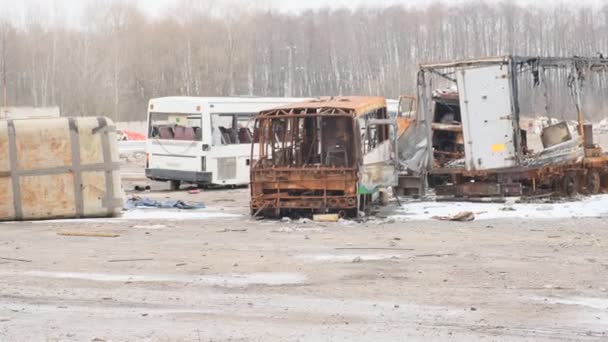 Balakliya Kharkiv Oblast Ukraine February 2023 Destroyed Vehicles Russian Army — Stockvideo