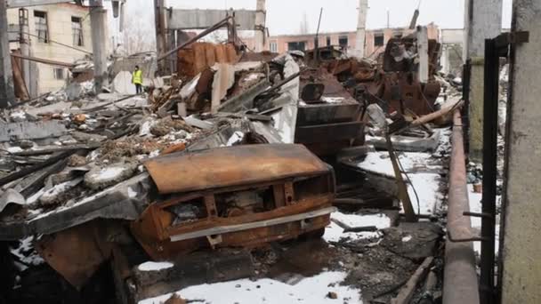 Balakliya Regione Kharkiv Ucraina Febbraio 2023 Veicoli Distrutti Dell Esercito — Video Stock