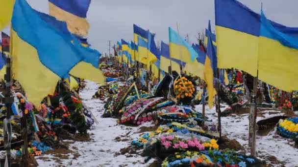 Kharkiv Oblast Kharkiv Ukraine Février 2023 Cimetière Municipal Tombes Soldats — Video