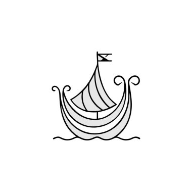  Beyaz arka planda grafik ve web tasarımı için balıkçı teknesi simgesi. Web veya mobil uygulama için yaratıcı illüstrasyon konsepti sembolü
