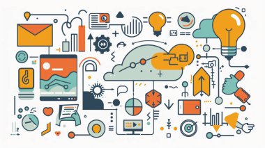 İş analizi, danışmanlık, ekip çalışması, proje yönetimi, finansal rapor ve strateji için düz tasarım modern vektör illüstrasyon kavramları.