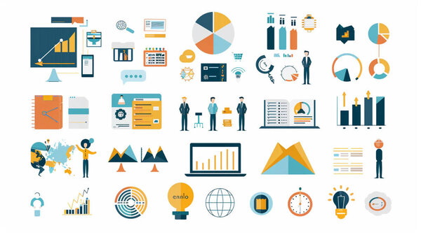 Flat design modern vector illustration concepts for business analysis, consulting, team work, project management, financial report and strategy.