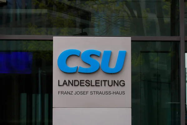 stock image Munich, Bavaria, Germany - April 19, 2023: Sign at to the headquarters of conservative Christian Social Party - CSU in Munich, Germany - The CSU operates only in Bavaria