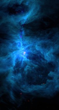 Mavi Nebula Sanatı. NASA tarafından desteklenen bu görüntünün elementleri. Fantazi Sanatı.