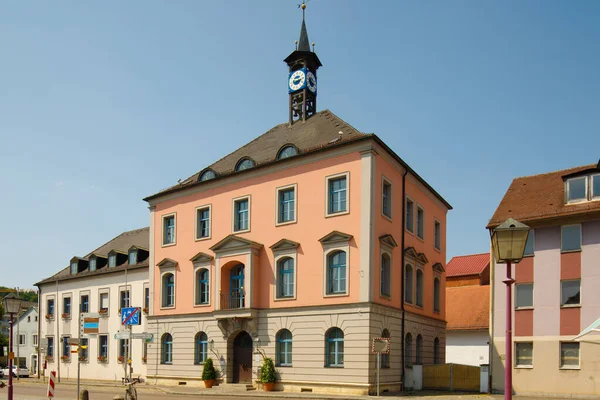 Vista Del Ayuntamiento Principal Con Torre Reloj Treuchtlingen Alemania —  Fotos de Stock