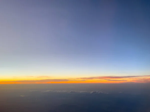 Solnedgång Himlen Stratosfären Bakgrund Bilden Från Planet — Stockfoto
