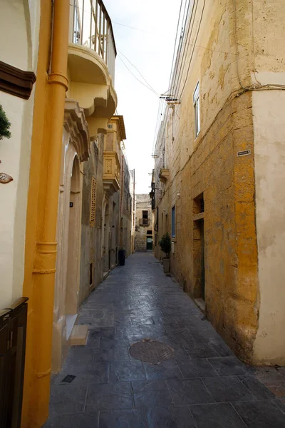 Beco Característico Rabat Gozo Malta Ângulo Super Amplo — Fotografia de Stock