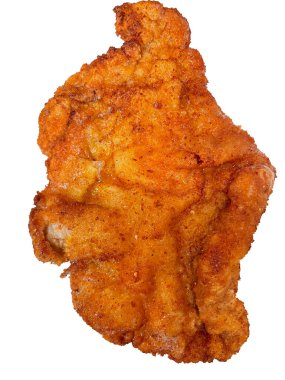 Ev yapımı tavuk şnitzel. beyaz arkaplanda izole 