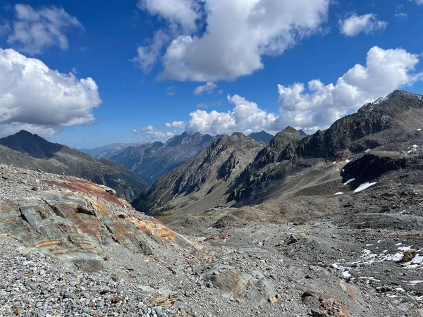 Vista Desde Glaciar Stubai Stubaier Gletscher Los Alpes Austríacos Valle — Foto de Stock