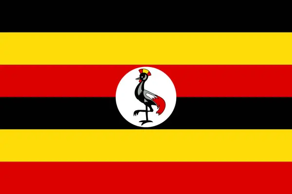Uganda bayrağı. Bayrak simgesi. Standart renk. Standart boy. Dikdörtgen bir bayrak. Bilgisayar illüstrasyonu. Dijital çizim. Vektör illüstrasyonu.