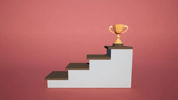 Σκάλα Προς Την Επιτυχία Χρυσό Τρόπαιο Νίκη Έννοια Βραβείο Στόχος — Φωτογραφία Αρχείου