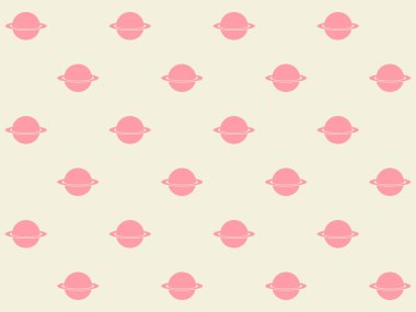 Sahil Konsepti Yaz Teması 'nda arka planı olan Satürn' ün pürüzsüz, şirin bir pembe ve kremalı modeli.