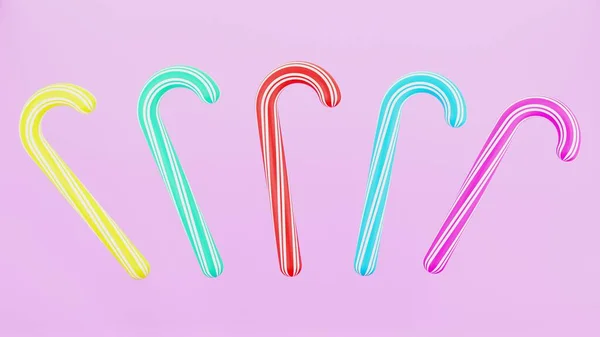 Rendu Canne Bonbons Fond Abstrait Multicolore — Photo