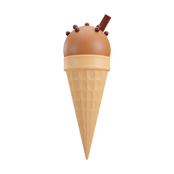 Шоколадний Морозиво Десерт Шоколадним Ячем Шоколадним Баром Вафельним Конусом Ізольований — стокове фото