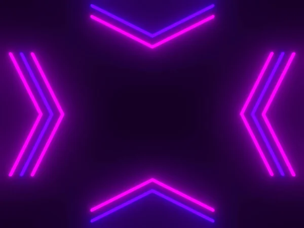 Abstract Blue and pink neon glow-in-the-dark background image with copy space at the center, 3D Rendering