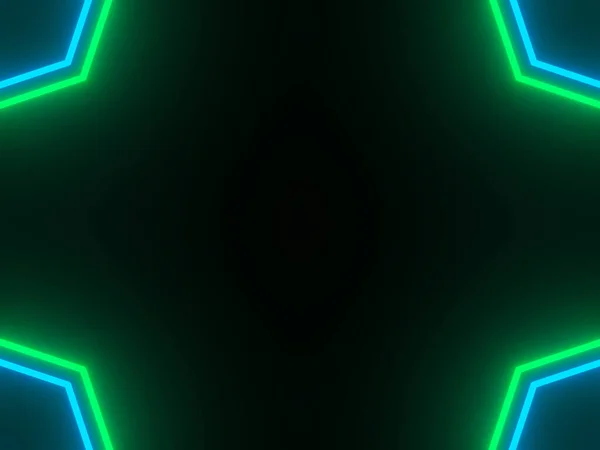 Abstract Blauwe Groene Neon Glow Dark Achtergrond Afbeelding Met Kopieerruimte Stockfoto
