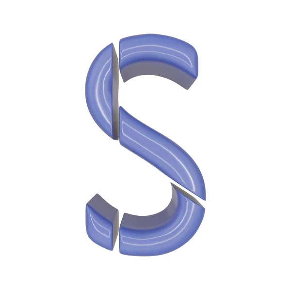 Letra Mayúscula Estilo Textura Piel Brillante Azul Aislado Sobre Fondo — Foto de Stock