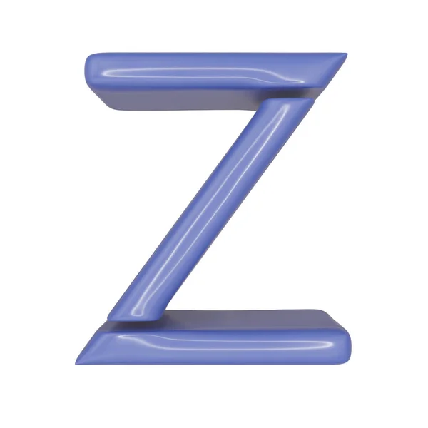 大写字母Z为蓝色光泽皮革质感风格 独立于白色背景 作为一种特殊的字符字体 3D插图 — 图库照片