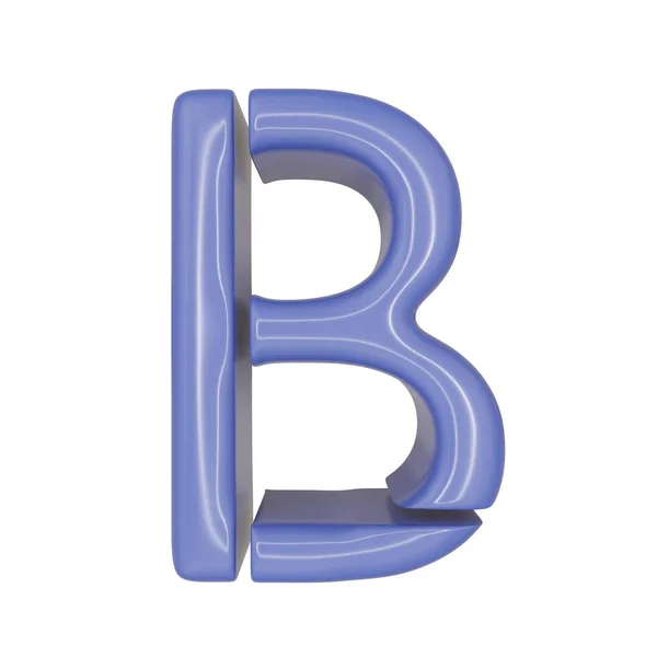 大写字母B在蓝色闪亮的皮革纹理风格中隔离在白色背景上 作为一种特殊的字符字体 3D插图 — 图库照片