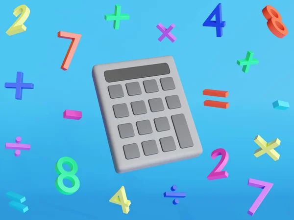 Ένας Υπολογιστής Αριθμό Και Μαθηματικά Σύμβολα Μπλε Φόντο Ένα Μοντέλο — Φωτογραφία Αρχείου