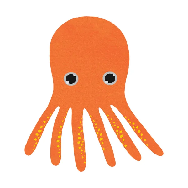 Een Cartoon Octopus Geïsoleerd Witte Achtergrond Een Zomer Bij Zee Stockfoto