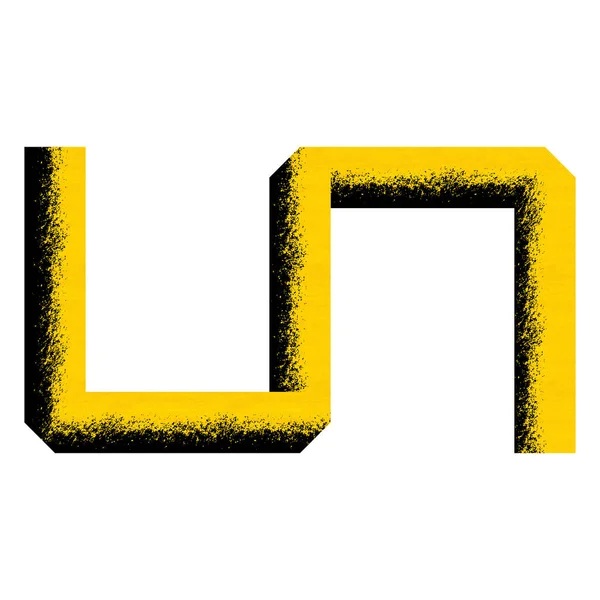 Eine Gelbe Abstrakte Form Mit Schattierungen Isoliert Auf Weißem Hintergrund — Stockfoto