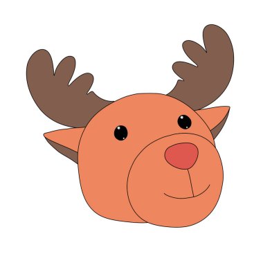 Beyaz arka planda el çizimi minimal xmas konseptiyle izole edilmiş bir Noel geyiği.