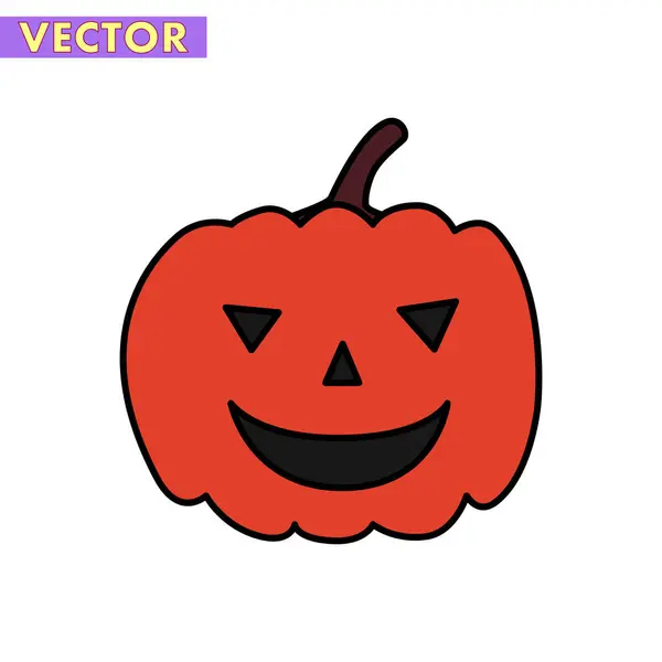 Une Citrouille Dans Vecteur Mignon Thème Bande Dessinée Halloween Isolé — Image vectorielle